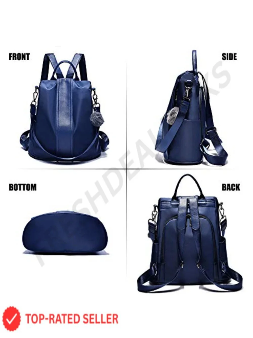 Anti-theft Waterproof Nylon Backpack Purse with USB Port